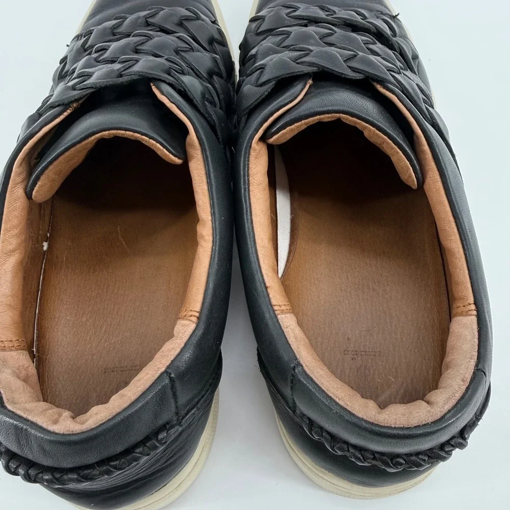 Frye Ivy Braid Strap Sneakers Black Leather Low Top Shoes Size 10 M 3471555-BLK